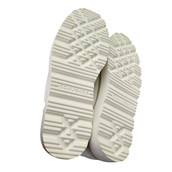 Converse CTAS Lugged Winter White Leather Platform Shoes Hot Pink Laces Size 8 - Picture 4 of 11